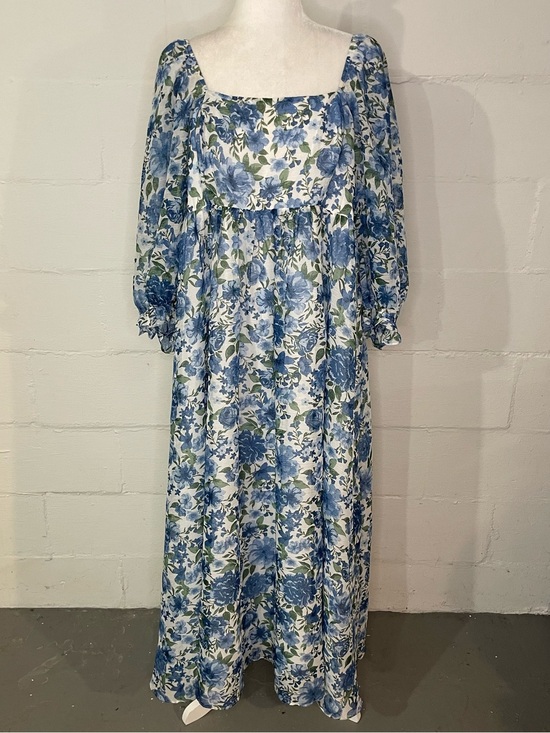 ARULA Dresses & Skirts - ARULA Blue & White Floral Square-Neck Maxi Dress
